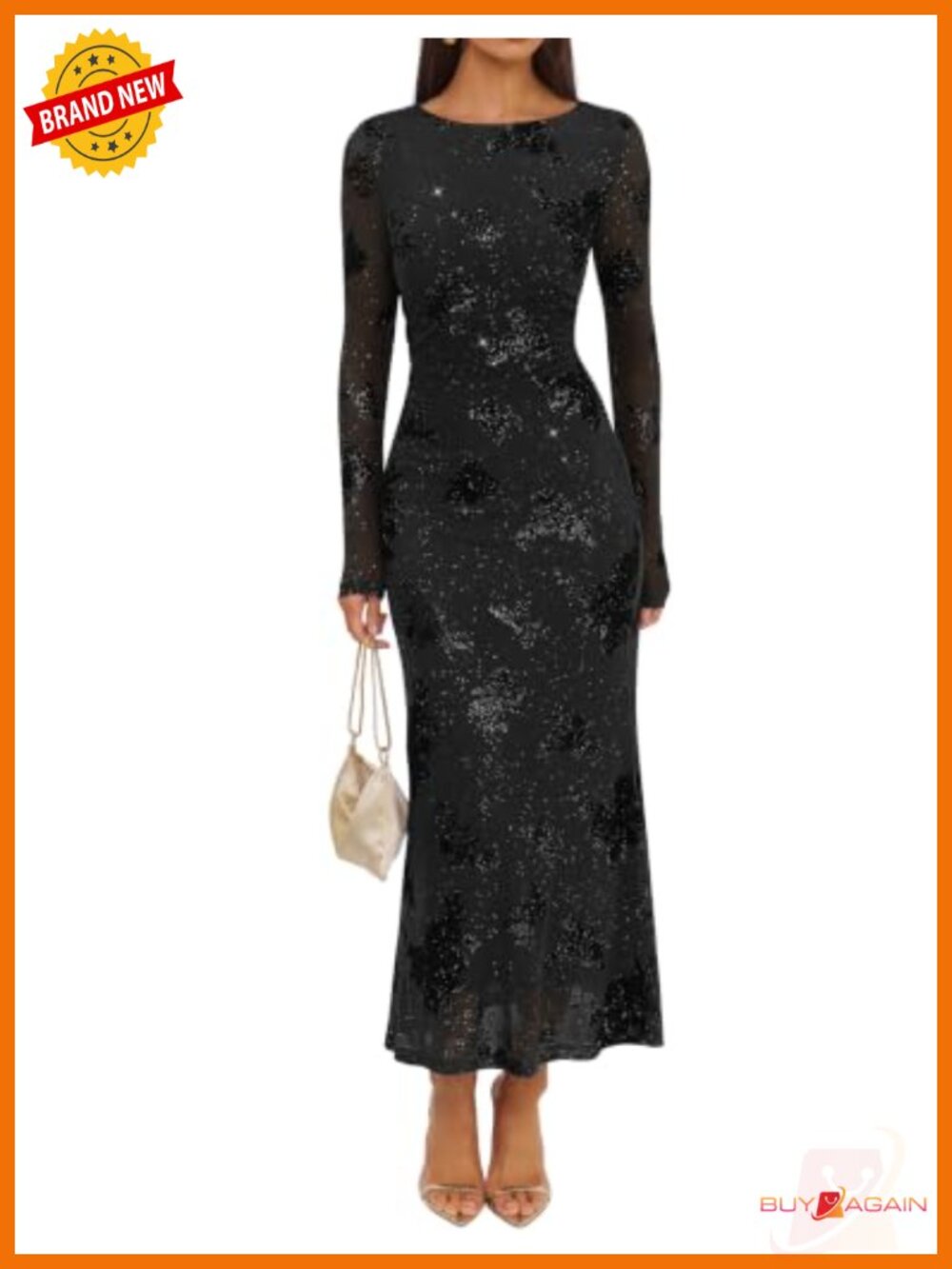 ZESICA Women Floral Mesh Maxi Dress Long Sleeve Wedding Guest Cocktail